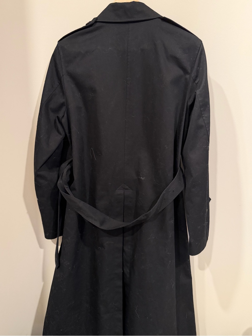 Uniqlo Black Double-Breasted Trench Coat with Belt - Picture 3 of 5